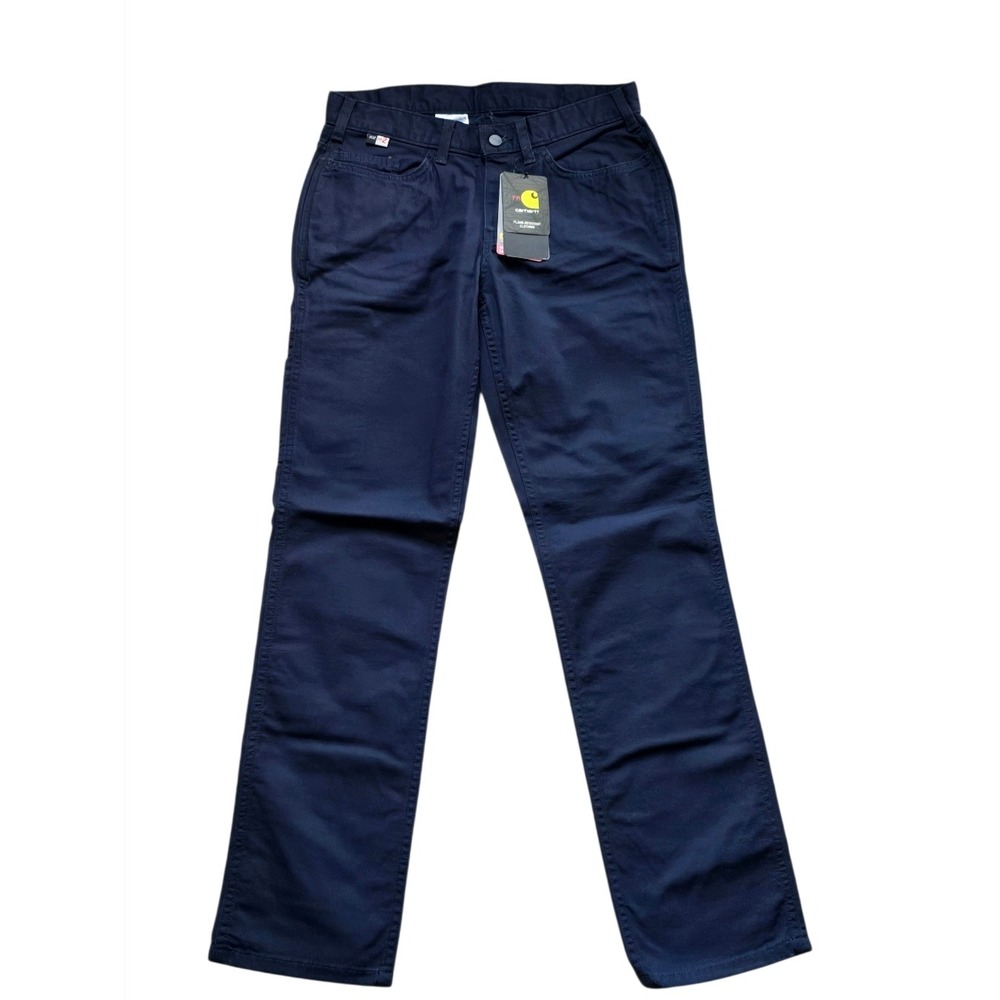 Carhartt Women's FR Rugged Flex Canvas Pants-Orignal Fit SZ 8 Regular Navy Work